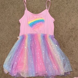 Lola & The Boys - Rainbow Heart Dress with Tulle Skirt size 6